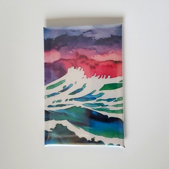 Watercolor wave fridge magnet - Picture 1 of 2